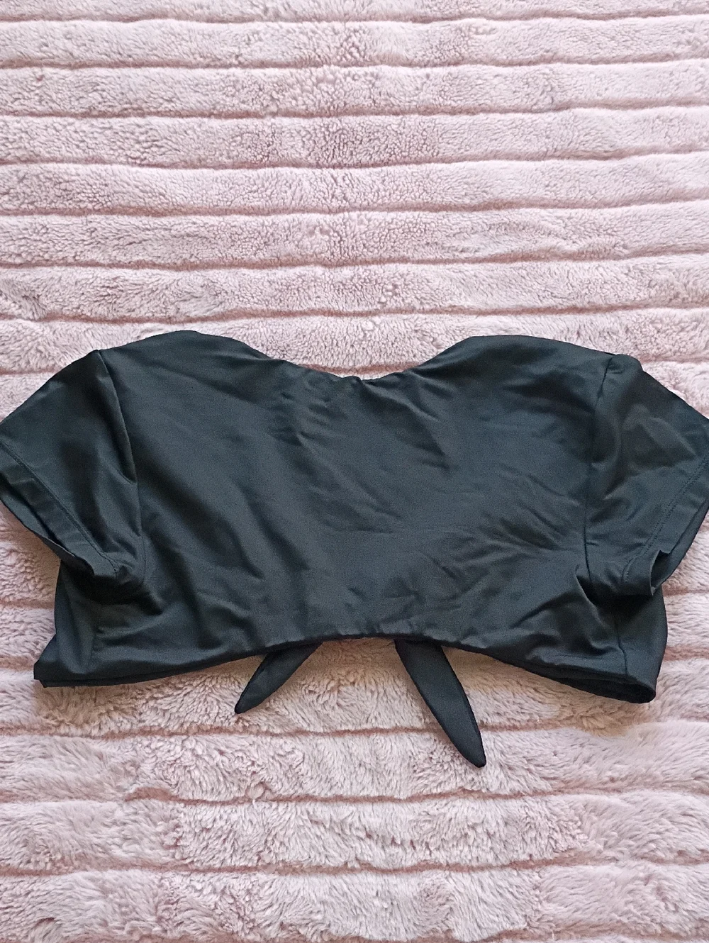Frankie's Bikinis Black Tie-Front Crop Top & Minimal Bikini Bottom